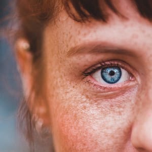 face of woman with blue eyes